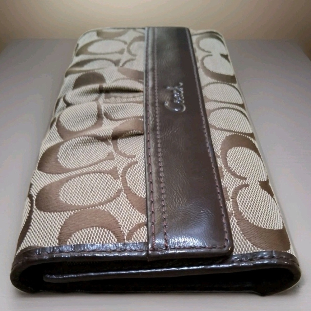 Vintage Coach Soho Pleated Signature Checkbook Wallet Canvas F42819 - Picture 3 of 11
